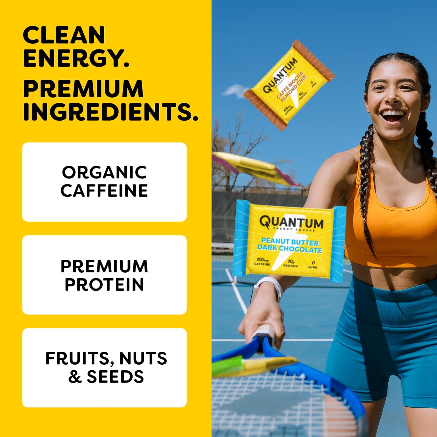 Quantum Energy Cubes: Energy bars with caffeine and 10 grams of protein.