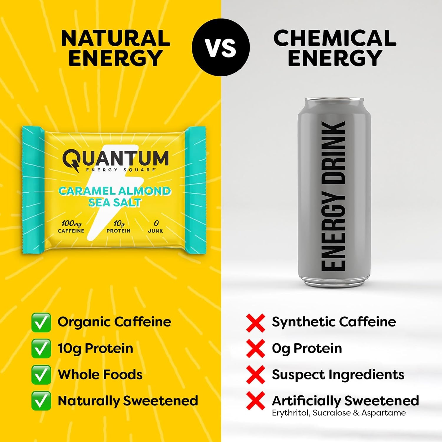 Quantum Energy Cubes: Energy bars with caffeine and 10 grams of protein.