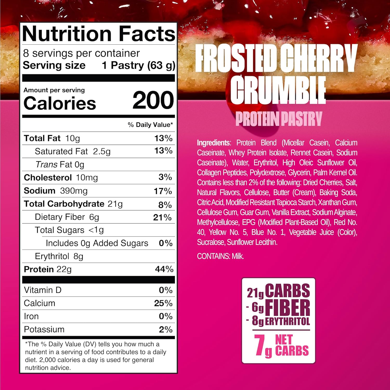 Legendary Foods 22g Protein Cake - Low Carb Meal Replacement Bar - 1 Box of 8 Zero Sugar Bars